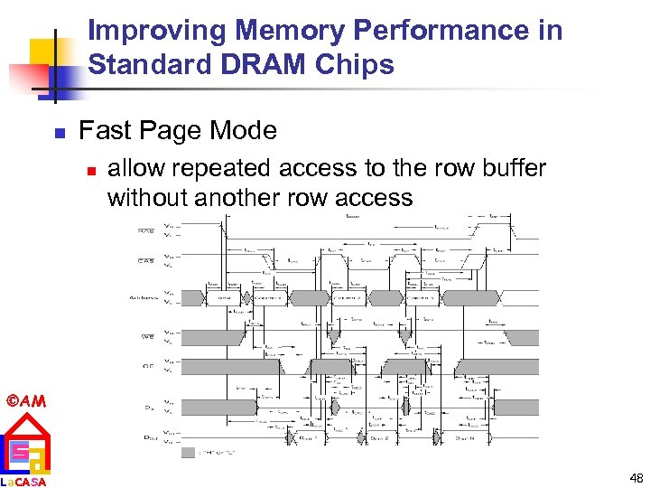 Improving Memory Performance in Standard DRAM Chips n Fast Page Mode n allow repeated