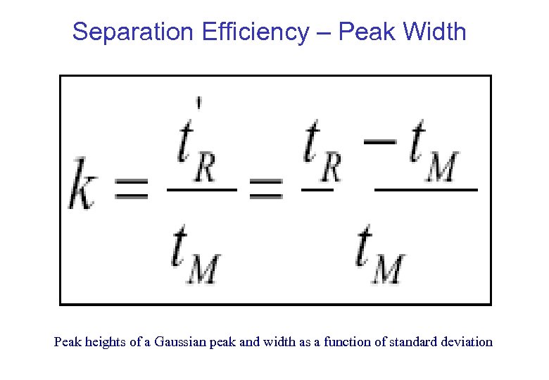 Separation Efficiency – Peak Width Peak heights of a Gaussian peak and width as