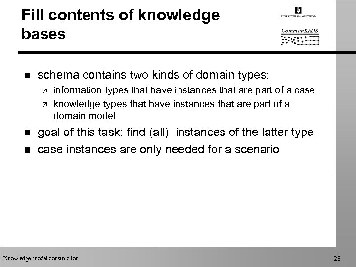 Fill contents of knowledge bases n schema contains two kinds of domain types: ä