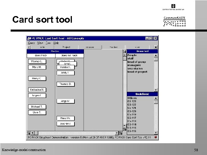 Card sort tool Knowledge-model construction 58 