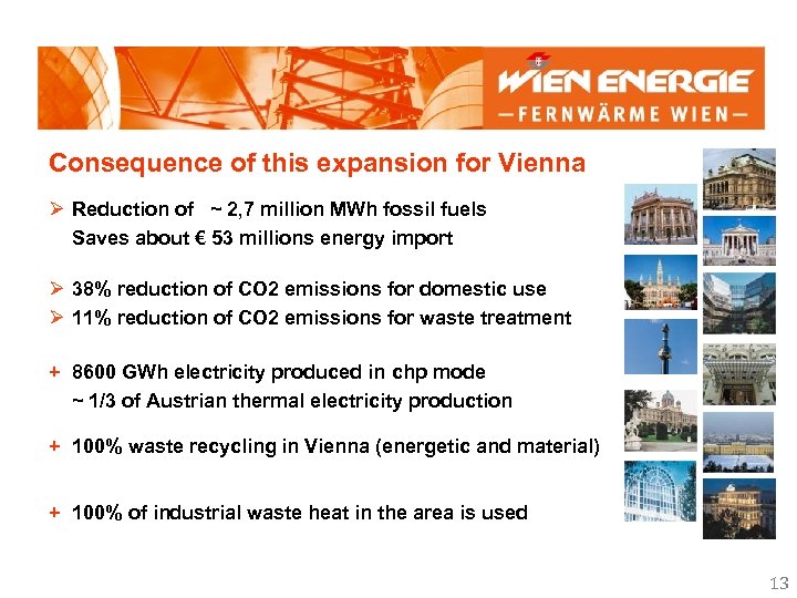 Consequence of this expansion for Vienna Ø Reduction of ~ 2, 7 million MWh