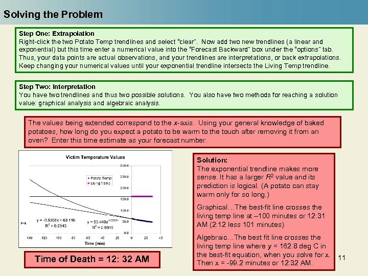 Solving the Problem Step One: Extrapolation Right-click the two Potato Temp trendlines and select