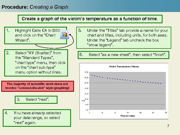 Procedure: Creating a Graph Create a graph of the victim’s temperature as a function
