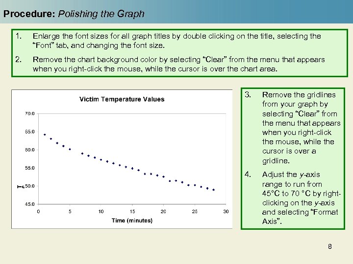 Procedure: Polishing the Graph 1. Enlarge the font sizes for all graph titles by