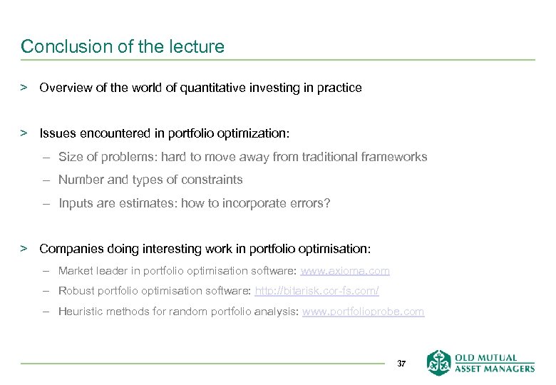 Conclusion of the lecture > Overview of the world of quantitative investing in practice