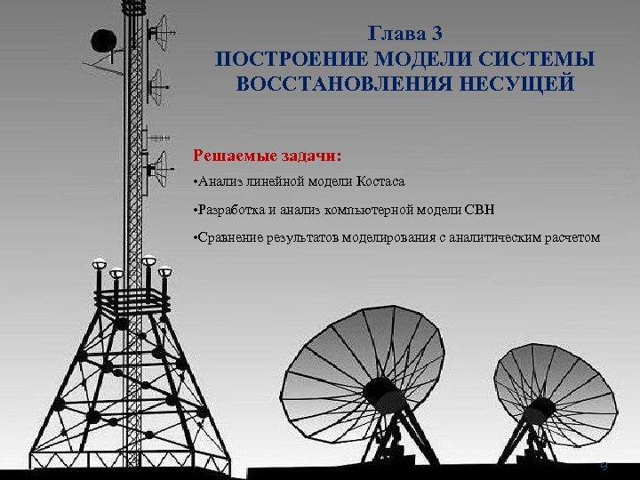 Глава 3 ПОСТРОЕНИЕ МОДЕЛИ СИСТЕМЫ ВОССТАНОВЛЕНИЯ НЕСУЩЕЙ Решаемые задачи: • Анализ линейной модели Костаса