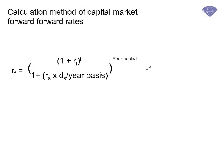 Calculation method of capital market forward rates rf = ( (1 + rl)l 1+