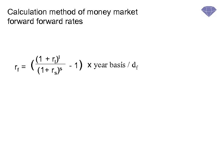 Calculation method of money market forward rates (1 + rl)l rf = ( (1+