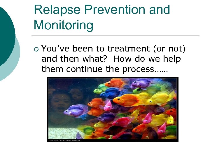 Relapse Prevention and Monitoring ¡ You’ve been to treatment (or not) and then what?
