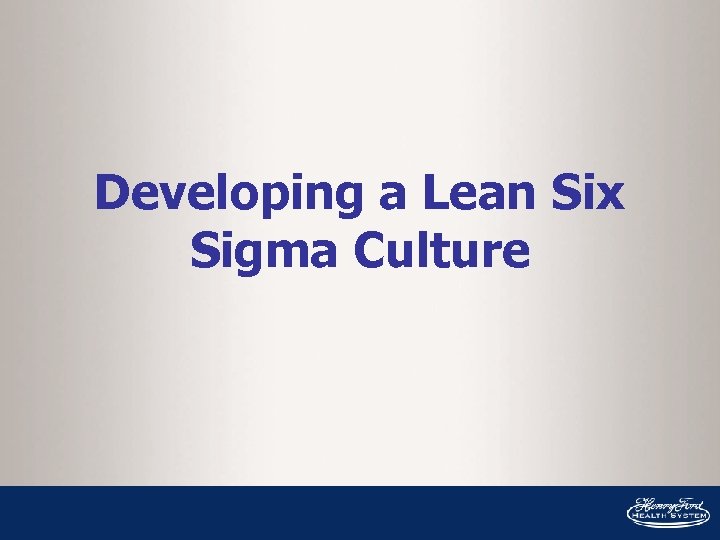 Developing a Lean Six Sigma Culture 