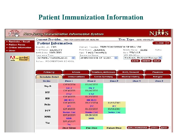 Patient Immunization Information 