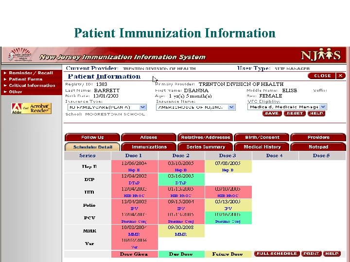 Patient Immunization Information 