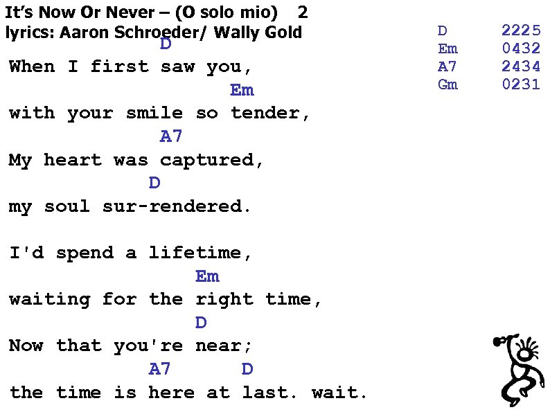 It’s Now Or Never – (O solo mio) 2 lyrics: Aaron Schroeder/ Wally Gold