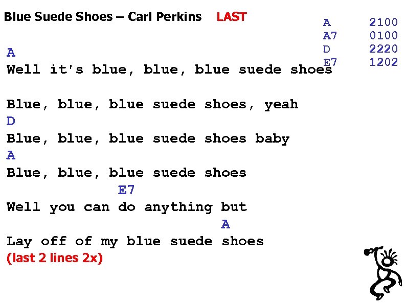 Blue Suede Shoes – Carl Perkins LAST A A 7 D E 7 A