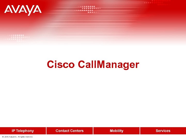 Cisco Call. Manager © 2005 Avaya Inc. All rights reserved. 