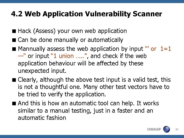 4. 2 Web Application Vulnerability Scanner < Hack (Assess) your own web application <