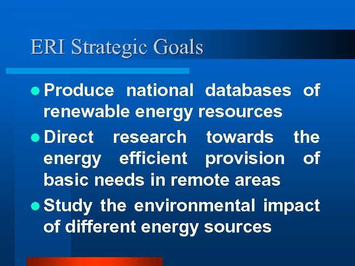 program of energy research and development