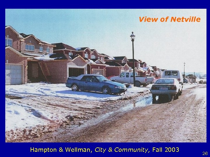 View of Netville Hampton & Wellman, City & Community, Fall 2003 26 