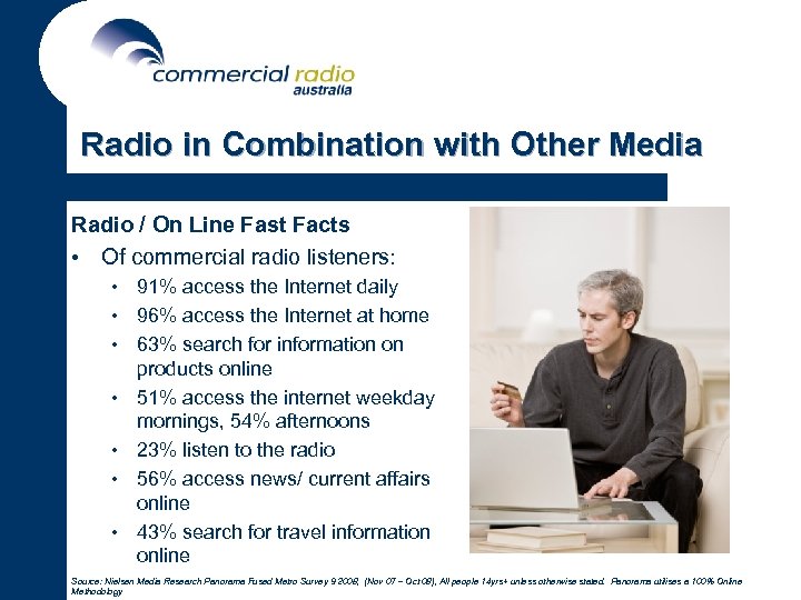 Radio in Combination with Other Media Radio / On Line Fast Facts • Of
