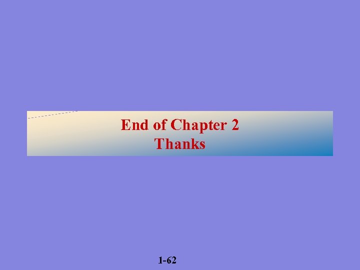 End of Chapter 2 Thanks 1 -62 