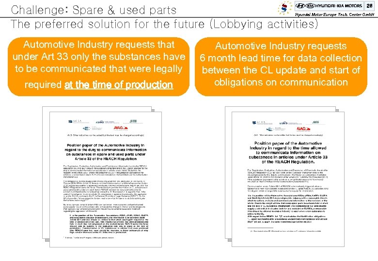 Challenge: Spare & used parts The preferred solution for the future (Lobbying activities) 28