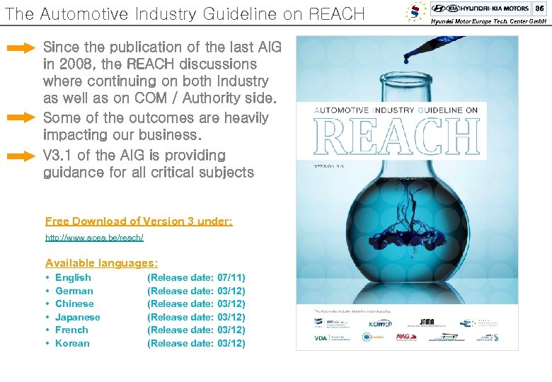 The Automotive Industry Guideline on REACH Since the publication of the last AIG in