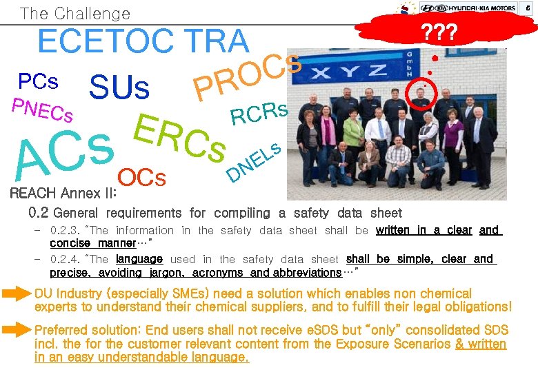 5 The Challenge ECETOC TRA Cs PCs SUs RO P PN ECs ERC Cs.