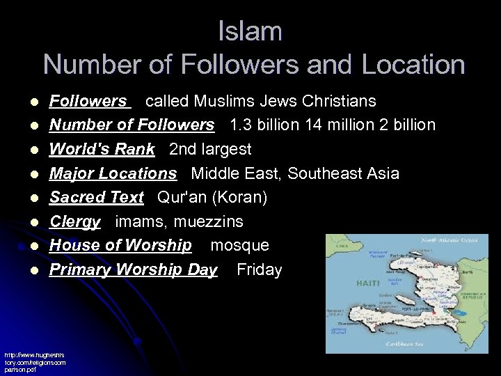 Islam Number of Followers and Location l l l l Followers called Muslims Jews
