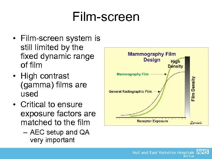 Film-screen • Film-screen system is still limited by the fixed dynamic range of film