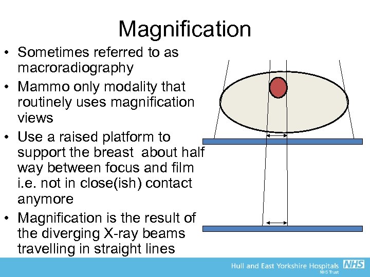 Magnification • Sometimes referred to as macroradiography • Mammo only modality that routinely uses