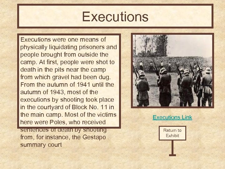 Executions were one means of physically liquidating prisoners and people brought from outside the