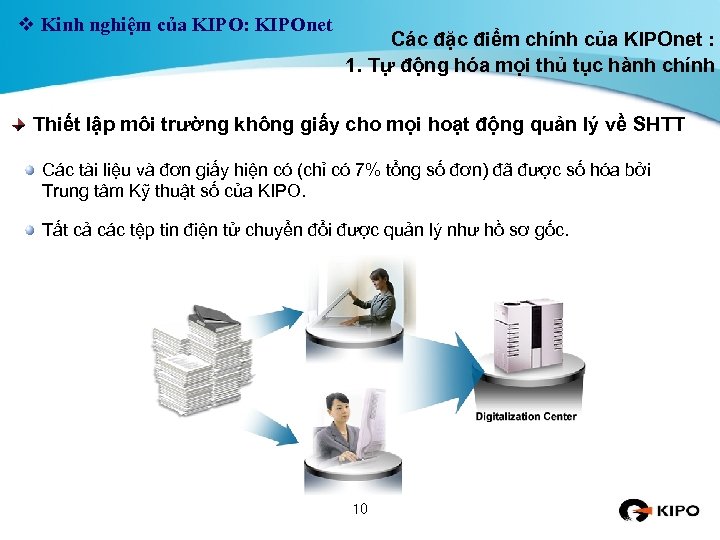 v Kinh nghiệm của KIPO: KIPOnet Các đặc điểm chính của KIPOnet : 1.