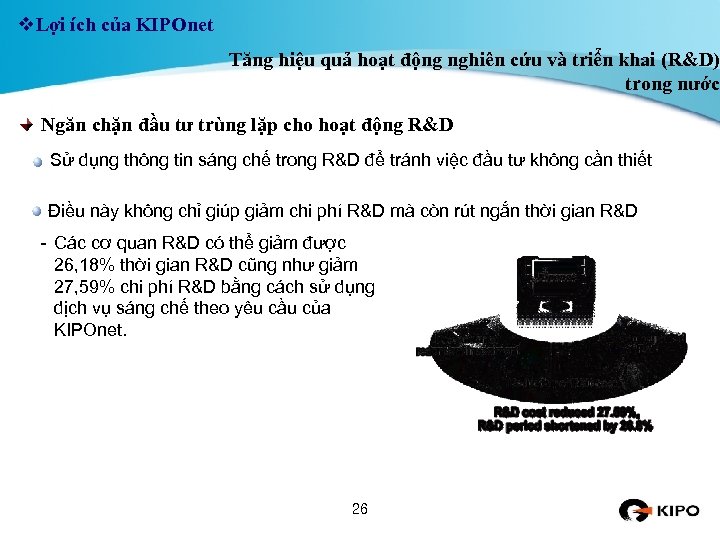 v. Lợi ích của KIPOnet Tăng hiệu quả hoạt động nghiên cứu và triển