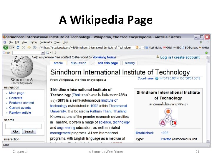 A Wikipedia Page Chapter 1 A Semantic Web Primer 21 