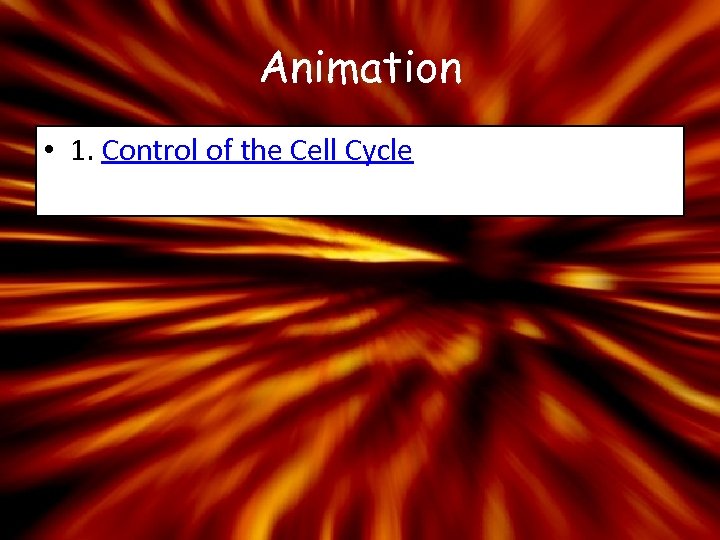 Animation • 1. Control of the Cell Cycle 