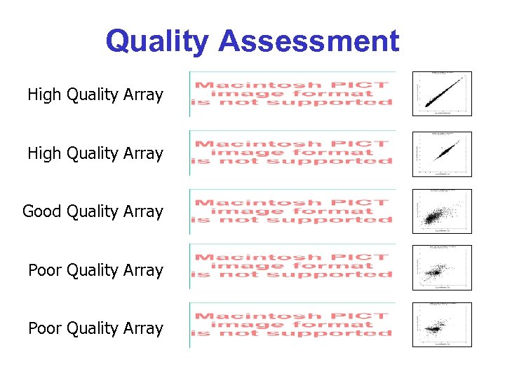 Quality Assessment High Quality Array Good Quality Array Poor Quality Array 