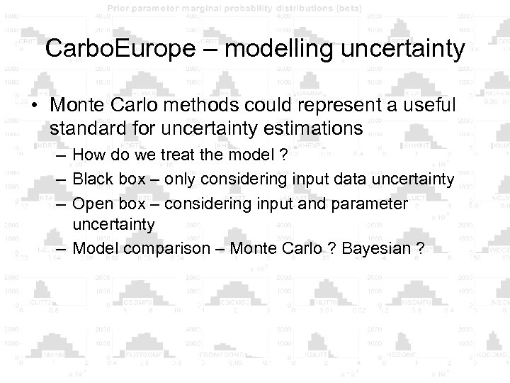 Carbo. Europe – modelling uncertainty • Monte Carlo methods could represent a useful standard