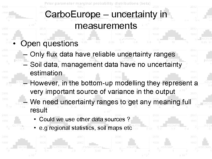 Carbo. Europe – uncertainty in measurements • Open questions – Only flux data have