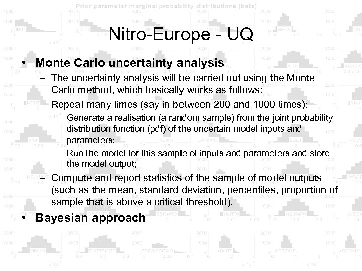 Nitro-Europe - UQ • Monte Carlo uncertainty analysis – The uncertainty analysis will be