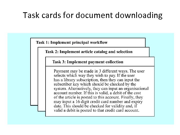 Task cards for document downloading 