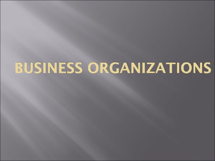 BUSINESS ORGANIZATIONS 