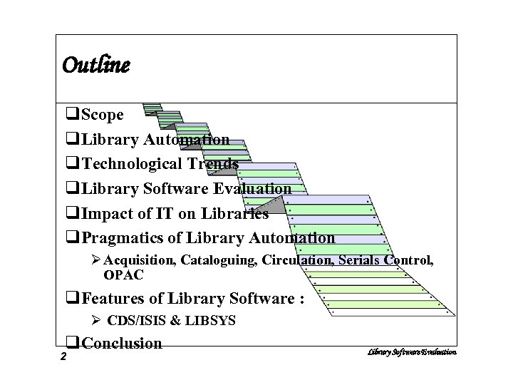 Outline q. Scope q. Library Automation q. Technological Trends q. Library Software Evaluation q.