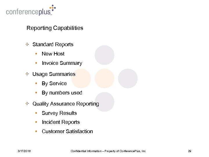Reporting Capabilities Standard Reports • New Host • Invoice Summary Usage Summaries • By