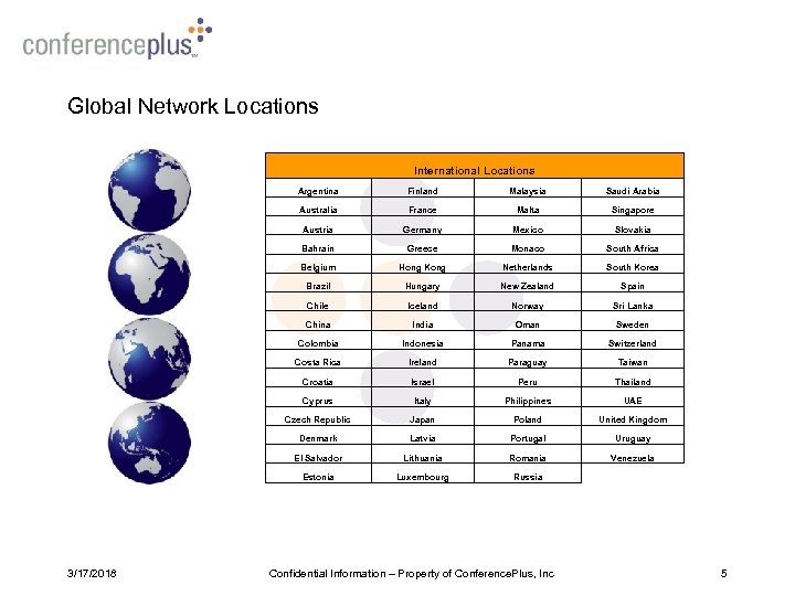 Global Network Locations International Locations Argentina Malaysia Saudi Arabia Australia France Malta Singapore Austria