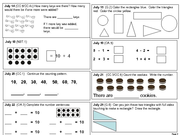 July 14 (CC. 5/CC. 4 c) How many keys are there? How many would