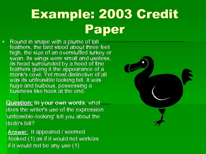 Example: 2003 Credit Paper § Round in shape with a plume of tall feathers,