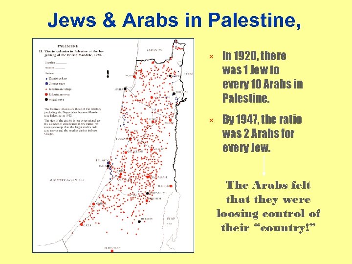 Jews & Arabs in Palestine, 1920 × In 1920, there was 1 Jew to