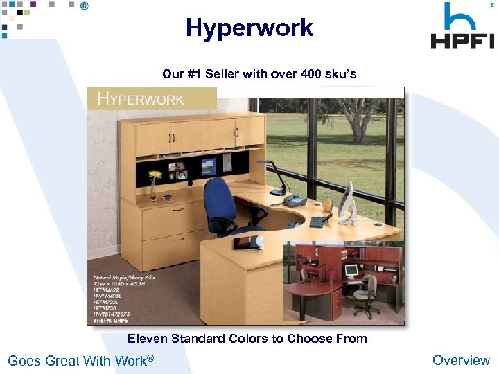 Hyperwork Our #1 Seller with over 400 sku’s Eleven Standard Colors to Choose From