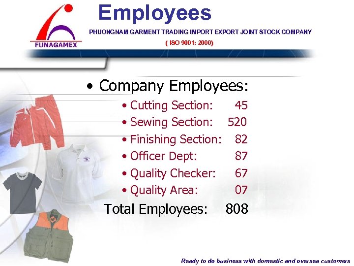 Employees PHUONGNAM GARMENT TRADING IMPORT EXPORT JOINT STOCK COMPANY ( ISO 9001: 2000) PHUONG