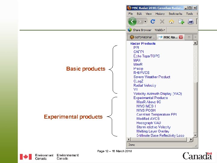 Basic products Experimental products Page 12 – 16 March 2018 